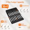 imageLifewit Magnetic Drawer Knife Organizers Insert Kitchen Plastic In Drawer Knife Block Slots Steak Chefs Knives Holder Storage Sets for 12 Knives and 1 Sharpening Steel Large BlackBlack
