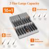 imageLifewit Magnetic Drawer Knife Organizers Insert Kitchen Plastic In Drawer Knife Block Slots Steak Chefs Knives Holder Storage Sets for 12 Knives and 1 Sharpening Steel Large BlackGray
