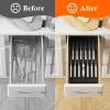 imageLifewit Magnetic Drawer Knife Organizers Insert Kitchen Plastic In Drawer Knife Block Slots Steak Chefs Knives Holder Storage Sets for 12 Knives and 1 Sharpening Steel Large BlackBlack