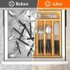 imageLifewit Silverware Drawer Organizer Utensil Tray for Kitchen Flatware and Cutlery Holder Storage for Spoons Forks Knives 86 x 125 Natural67W x 12D