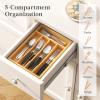 imageLifewit Silverware Drawer Organizer Utensil Tray for Kitchen Flatware and Cutlery Holder Storage for Spoons Forks Knives 86 x 125 Natural67W x 12D