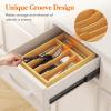 imageLifewit Silverware Drawer Organizer Utensil Tray for Kitchen Flatware and Cutlery Holder Storage for Spoons Forks Knives 86 x 125 Natural86W x 125D