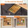 imageLifewit Silverware Drawer Organizer Utensil Tray for Kitchen Flatware and Cutlery Holder Storage for Spoons Forks Knives 86 x 125 Natural86W x 125D