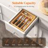 imageLifewit Silverware Drawer Organizer Utensil Tray for Kitchen Flatware and Cutlery Holder Storage for Spoons Forks Knives 86 x 125 Natural86W x 125D