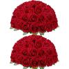 imageLifewit 50 Pcs Red Artificial Roses Flowers in Bulk Fake Long Stem Silk Roses for DIY Wedding Bouquets Centerpieces Arrangements Valentine DecorationsRed