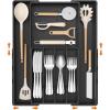 imageLifewit Silverware Drawer Organizer Expandable Utensil Tray for Kitchen BPA Free Flatware and Cutlery Holder Adjustable Plastic Storage for Spoons Forks Knives 47 Slots BlackBlack