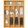 imageLifewit Silverware Drawer Organizer Utensil Tray for Kitchen Flatware and Cutlery Holder Storage for Spoons Forks Knives 86 x 125 Natural86W x 125D
