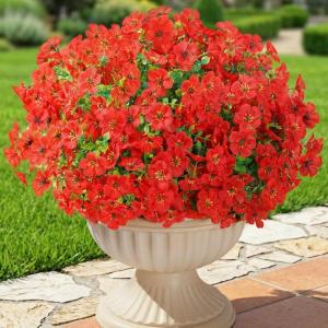 imageLifewit Artificial Flowers for Outdoors 24 Bundles Plastic Fake Flowers Daisy for Home Garden Decor Faux Plants for Spring Summer Porch Window Box Vase Decoration6 Mix ColorRed