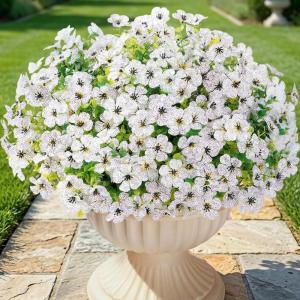 imageLifewit Artificial Flowers for Outdoors 24 Bundles Plastic Fake Flowers Daisy for Home Garden Decor Faux Plants for Spring Summer Porch Window Box Vase Decoration6 Mix ColorWhite