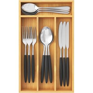 imageLifewit Silverware Drawer Organizer Utensil Tray for Kitchen Flatware and Cutlery Holder Storage for Spoons Forks Knives 86 x 125 Natural67W x 12D