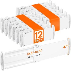 imageLifewit 5 Tall 4 Pack Drawer Dividers 3047cm115185 Expandable Drawer Divider for Clothes Adjustable Dresser Drawer Organizers Drawers Separators for DresserBathroomClosetKitchen White12