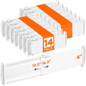 imageLifewit 5 Tall 4 Pack Drawer Dividers 3047cm115185 Expandable Drawer Divider for Clothes Adjustable Dresser Drawer Organizers Drawers Separators for DresserBathroomClosetKitchen White14