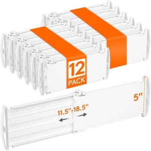 imageLifewit 6 Tall 9 Pack Drawer Dividers 3047cm115185 Expandable Drawer Divider for Clothes Adjustable Dresser Drawer Organizers Drawers Separators for DresserBathroomClosetKitchen White12