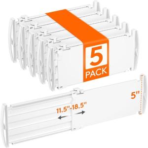 imageLifewit 6 Tall 9 Pack Drawer Dividers 3047cm115185 Expandable Drawer Divider for Clothes Adjustable Dresser Drawer Organizers Drawers Separators for DresserBathroomClosetKitchen White5