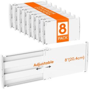 imageLifewit 6 Tall 9 Pack Drawer Dividers 3047cm115185 Expandable Drawer Divider for Clothes Adjustable Dresser Drawer Organizers Drawers Separators for DresserBathroomClosetKitchen White8