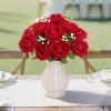 imageLifewit 12 Pcs White Artificial Roses Flowers in Bulk Fake Long Stem Silk Roses for DIY Wedding Bouquets Centerpieces Arrangements Valentine DecorationsRed