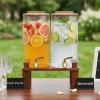 imageLifewit 15 Gallon Drink Dispenser for Parties Glass Beverage Container with Wood Stand for JuiceTeaSoda amp Lemonade Water Pitcher with Leakproof Stainless Steel Spigot for Mimosa Bar Hosting 2 Pcs
