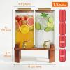 imageLifewit 15 Gallon Drink Dispenser for Parties Glass Beverage Container with Wood Stand for JuiceTeaSoda amp Lemonade Water Pitcher with Leakproof Stainless Steel Spigot for Mimosa Bar Hosting 2 Pcs