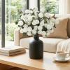 imageLifewit Beige Artificial Flower for Vase 10 Pcs Faux Silk Mums Ball with Long Stems and 2 Pcs Eucalyptus Stems for Home Decor Fake Small Kiku for Floral Arrangement Pom Pom for CenterpiecesWhite