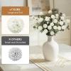 imageLifewit Beige Artificial Flower for Vase 10 Pcs Faux Silk Mums Ball with Long Stems and 2 Pcs Eucalyptus Stems for Home Decor Fake Small Kiku for Floral Arrangement Pom Pom for CenterpiecesWhite