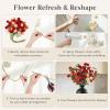imageLifewit Beige Artificial Flower for Vase 10 Pcs Faux Silk Mums Ball with Long Stems and 2 Pcs Eucalyptus Stems for Home Decor Fake Small Kiku for Floral Arrangement Pom Pom for CenterpiecesMix Orange