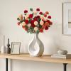 imageLifewit Beige Artificial Flower for Vase 10 Pcs Faux Silk Mums Ball with Long Stems and 2 Pcs Eucalyptus Stems for Home Decor Fake Small Kiku for Floral Arrangement Pom Pom for CenterpiecesMix Orange