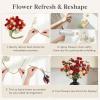 imageLifewit Beige Artificial Flower for Vase 10 Pcs Faux Silk Mums Ball with Long Stems and 2 Pcs Eucalyptus Stems for Home Decor Fake Small Kiku for Floral Arrangement Pom Pom for CenterpiecesMix Orange