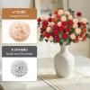 imageLifewit Beige Artificial Flower for Vase 10 Pcs Faux Silk Mums Ball with Long Stems and 2 Pcs Eucalyptus Stems for Home Decor Fake Small Kiku for Floral Arrangement Pom Pom for CenterpiecesMix Orange