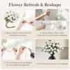 imageLifewit Beige Artificial Flower for Vase 10 Pcs Faux Silk Mums Ball with Long Stems and 2 Pcs Eucalyptus Stems for Home Decor Fake Small Kiku for Floral Arrangement Pom Pom for CenterpiecesWhite