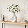 imageLifewit Beige Artificial Flower for Vase 10 Pcs Faux Silk Mums Ball with Long Stems and 2 Pcs Eucalyptus Stems for Home Decor Fake Small Kiku for Floral Arrangement Pom Pom for CenterpiecesWhite