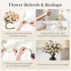 imageLifewit Beige Artificial Flower for Vase 10 Pcs Faux Silk Mums Ball with Long Stems and 2 Pcs Eucalyptus Stems for Home Decor Fake Small Kiku for Floral Arrangement Pom Pom for CenterpiecesBeige