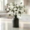 imageLifewit Beige Artificial Flower for Vase 10 Pcs Faux Silk Mums Ball with Long Stems and 2 Pcs Eucalyptus Stems for Home Decor Fake Small Kiku for Floral Arrangement Pom Pom for CenterpiecesWhite