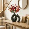 imageLifewit Beige Artificial Flower for Vase 10 Pcs Faux Silk Mums Ball with Long Stems and 2 Pcs Eucalyptus Stems for Home Decor Fake Small Kiku for Floral Arrangement Pom Pom for CenterpiecesMix Orange