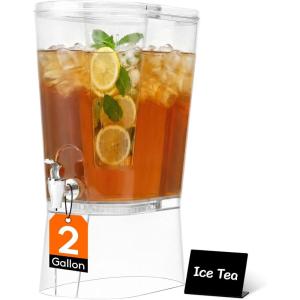 imageLifewit 2 Gallon Drink Dispenser for Parties 2 Pcs Large Plastic Beverage Container for JuiceTeaSoda with Stand amp Ice Core Clear Lemonade Dispenser with Spigot BPA Free Water Pitcher for Hosting1