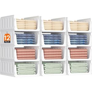 imageLifewit 6 Pack Stackable Closet Organizers and Storage Basket for Clothes Plastic Sweater Storage Bins for Wardrobe Multifunctional Mounted Closet Systems for RV Bathroom Dorm 32 cm126 inchL12