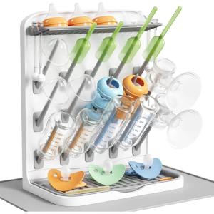 imageLifewit Baby Bottle Drying Rack with 10 Hooks Newborn Essentials Must Haves Countertop Holder Organizer for Baby Stuff Rack Dryer for Pacifiers Weighted Straws Pump Partswith Drain Mat
