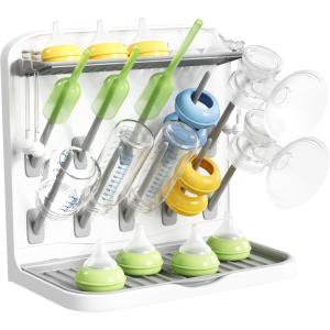 imageLifewit Baby Bottle Drying Rack with 10 Hooks Newborn Essentials Must Haves Countertop Holder Organizer for Baby Stuff Rack Dryer for Pacifiers Weighted Straws Pump Partswithout Drain Mat