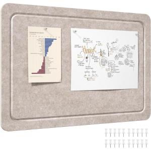 imageLifewit Cork Board Alternative 224x 148 Bulletin Board with SelfAdhesive Decorative Felt Pin Board Vision Board Message Board with 20 Pushpins for Office Wall Decor Room Decor Dark Camel