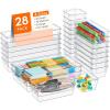 imageLifewit Drawer Organizer 28PCS 4 Sizes Clear Plastic Desk Drawer Dividers Storage Separation Bins for Make Up Kitchen Utensils Vanity Accessories in OfficeBathroomBedroom Organization28