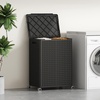 image:imageLifewit 110L Plastic Double Laundry Basket with Lid Collapsible 2 Section Clothes Hamper with Wheels and Removable Bags Large Rolling 2 Compartment Bin for Laundry Room Bedroom Bathroom Black