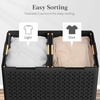 image:imageLifewit 110L Plastic Double Laundry Basket with Lid Collapsible 2 Section Clothes Hamper with Wheels and Removable Bags Large Rolling 2 Compartment Bin for Laundry Room Bedroom Bathroom Black