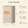 image:imageLifewit 85L Plastic Laundry Basket with Lid Large Clothes Hamper with Wheels and Removable Bag Tall Collapsible Rolling Storage Bin for Dorm Bedroom Bathroom BeigeBeige