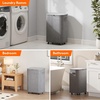 image:imageLifewit 85L Plastic Laundry Basket with Lid Large Clothes Hamper with Wheels and Removable Bag Tall Collapsible Rolling Storage Bin for Dorm Bedroom Bathroom BeigeLight Gray