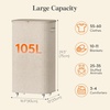 image:imageLifewit 85L Plastic Laundry Basket with Lid Large Clothes Hamper with Wheels and Removable Bag Tall Collapsible Rolling Storage Bin for Dorm Bedroom Bathroom BeigeBeige
