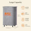 image:imageLifewit 85L Plastic Laundry Basket with Lid Large Clothes Hamper with Wheels and Removable Bag Tall Collapsible Rolling Storage Bin for Dorm Bedroom Bathroom BeigeLight Gray