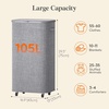 image:imageLifewit 85L Plastic Laundry Basket with Lid Large Clothes Hamper with Wheels and Removable Bag Tall Collapsible Rolling Storage Bin for Dorm Bedroom Bathroom BeigeLight Gray