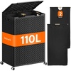 image:imageLifewit 110L Plastic Double Laundry Basket with Lid Collapsible 2 Section Clothes Hamper with Wheels and Removable Bags Large Rolling 2 Compartment Bin for Laundry Room Bedroom Bathroom Black