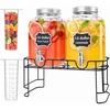 image:imageLifewit 1 Gallon Glass Drink Dispenser for Parties Beverage Container with Stand for JuiceTeaSoda amp Lemonade Water Pitcher with Leakproof Spigot for Mimosa Bar Birthday Wedding Hosting 2 Pcs16 Gallon