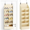 image:imageLifewit 6 Tier Over the Door Shoe Organizer with 11 Large Deep Pockets Fabric Hanging Shoes Shelf for Closet Dorm Storage Fit Up to 12 Pair Shoe Rack Holder for Sneakers Boots GrayBeige
