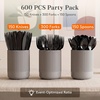 image:imageLifewit Black Plastic Silverware Disposable Heavy Duty flatware SetBlack